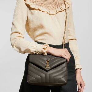 Saint Laurent Loulou Small, Shoulder Bag, Quilted Leather, Gray w/Gold Hardware